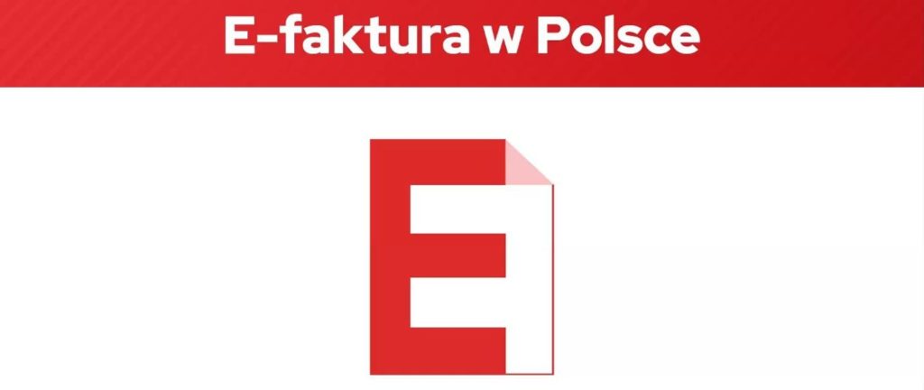 E-faktura ułatwi prowadzenie biznesu- czerwony napisz e faktura w Polsce na białym tle.