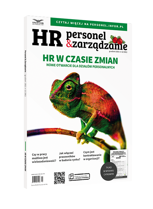 HR w czasie zmian. Ewolucja czy nowe otwarcie? - okładka magazyny HR Personel i Zarządzanie z kameleonem.