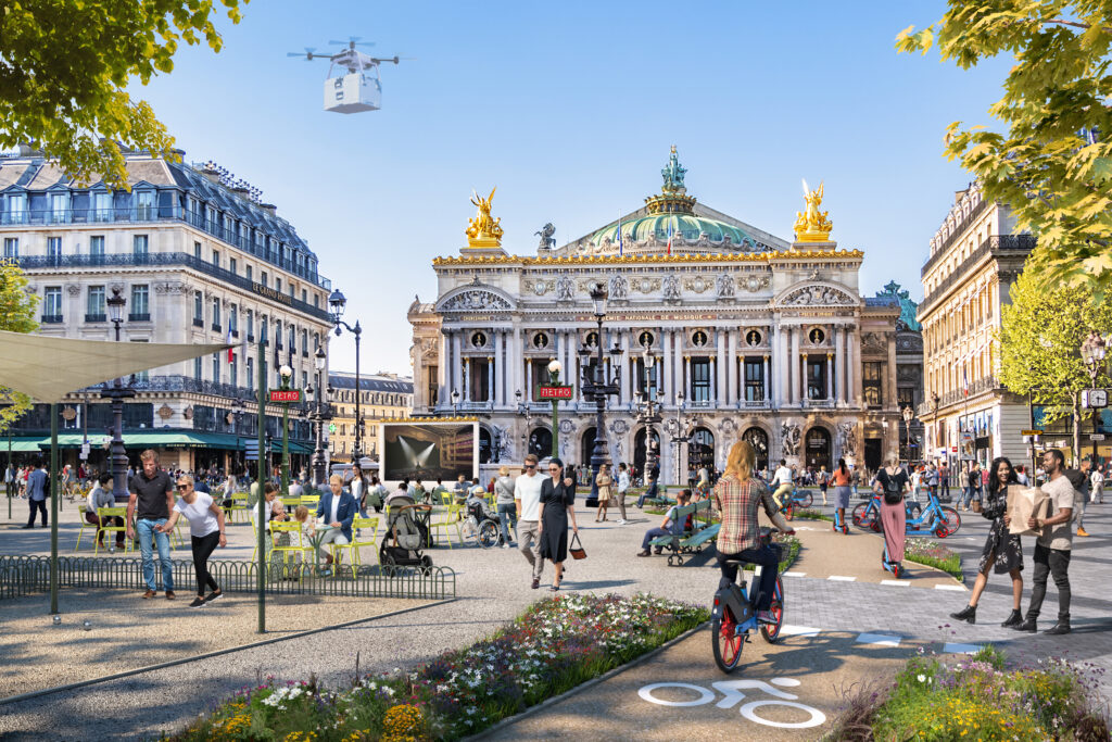 Europejskie stolice w nowej odsłonie na Europejski Tydzień Mobilności 2022 - ludzie w centrum Paryża.