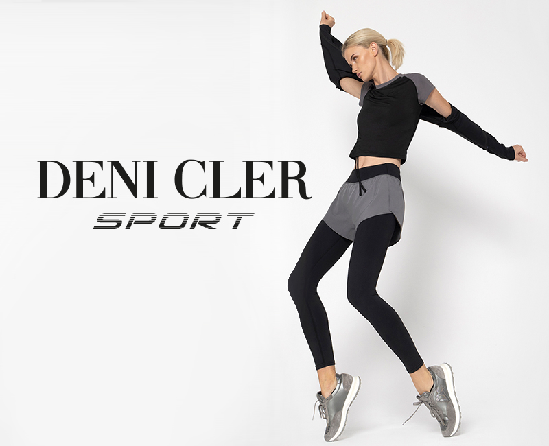 Deni Cler stawia na sport – pierwsza kolekcja sportowa w historii marki - kobieta w sportowym stroju skacze do góry. 