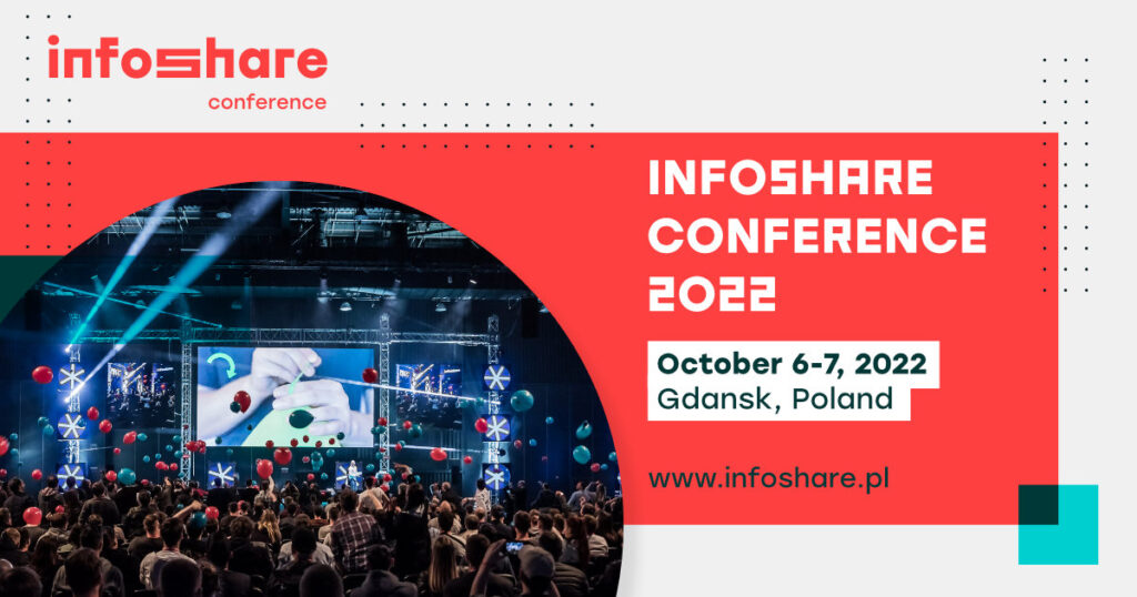 Znamy zwycięzców w konkursie Infoshare Startup Contest - kolorowy banek reklamowy wydarzenia Infoshare 2022.