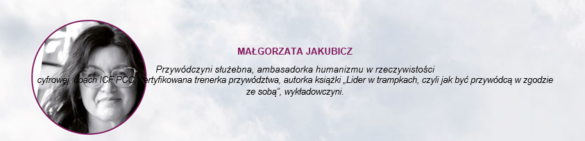 Partnerski dialog - czy Polacy są gotowi na przywództwo służebne? - zdjęcie twarzy kobiety, obok jej krótkie bio -tekst.