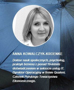 Kiedy zespół mówi "NIE". O sposobach pracy z pracownikami, którzy nie uznają lidera - portret kobiety, obok krótkie bio, tekst.