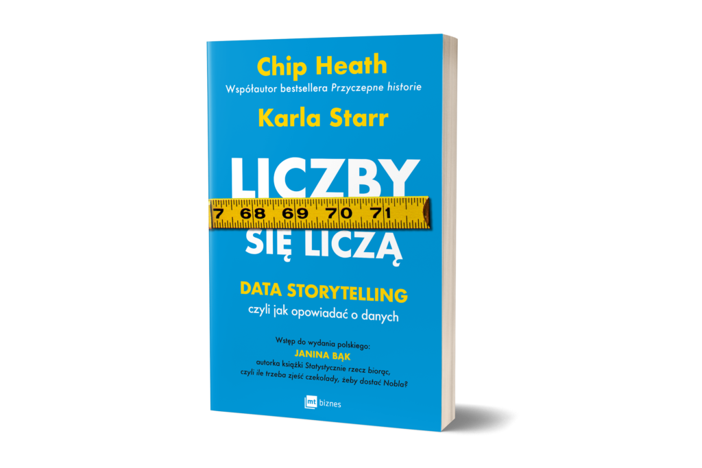 „Liczby się liczą – Data Storytelling, czyli jak opowiadać o danych” – Chip Heath i Karla Starr – wydawnictwo MT Biznes - niebieska książka.